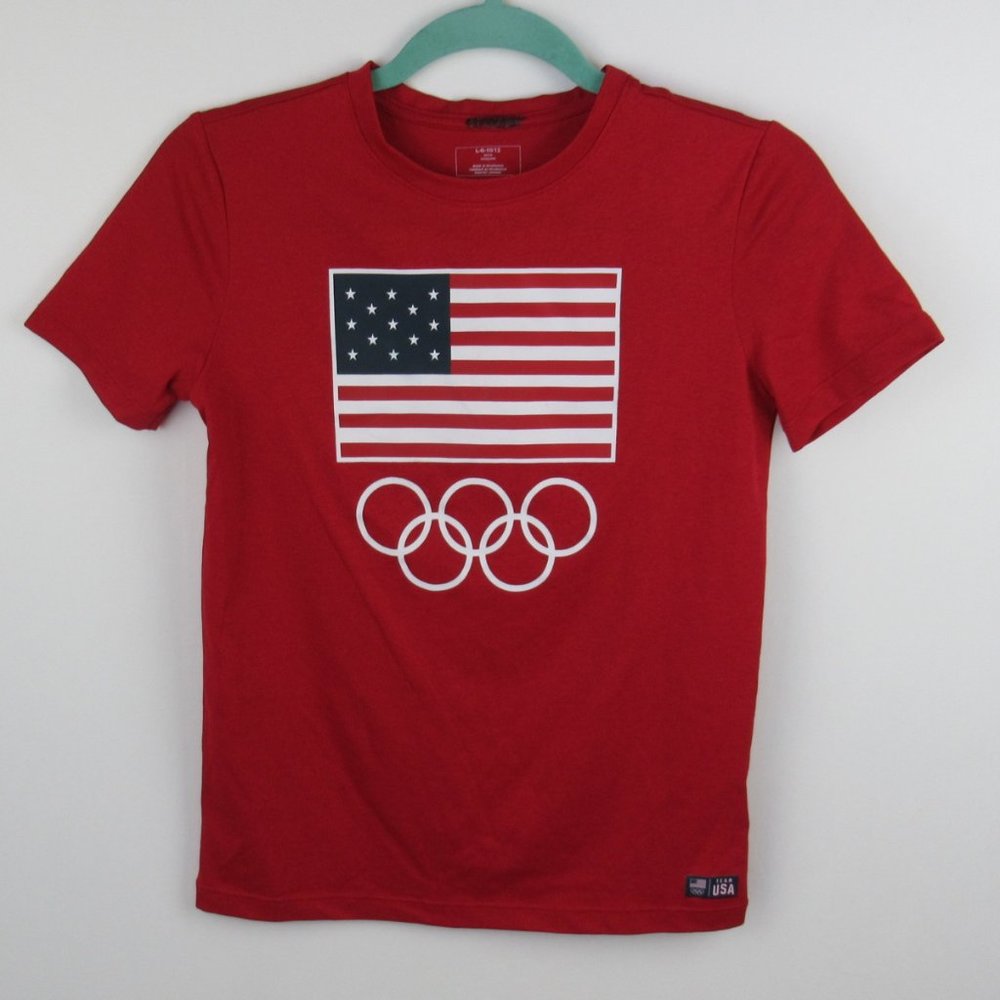 Team USA Flag Olympic Rings Shirt size Boys L 10/12